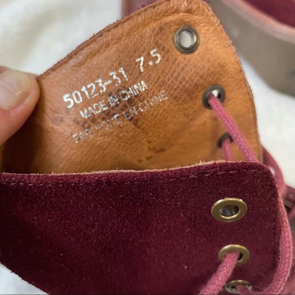 Jeffrey Campbell x Free People red burgundy minimal lace up heel size 7.5 suede - Picture 9 of 12